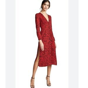 Revolve Rahi‎ Red Leopard Crepe Midi Dress, S